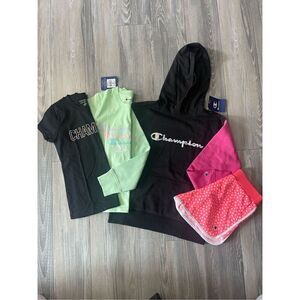 NWT Champion hoodie, shorts and t-shirt bundle,  Girls Size M